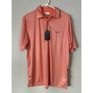 Greg Norman Polo Shirt Mens Large Coral Shark Golf Lightweight Play Dry Stretch